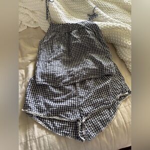 Aerie Blue and White Gingham Pajama Set